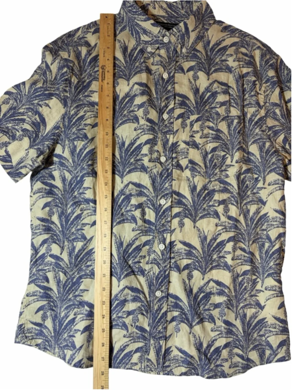 Banana Republic 100% Linen Palm Print Hawaiian Button Shirt Mens M